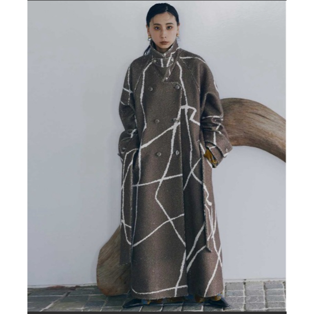 Ameri VINTAGE - ameri LITTLE FLARE LINE ART LONG COATカーキ