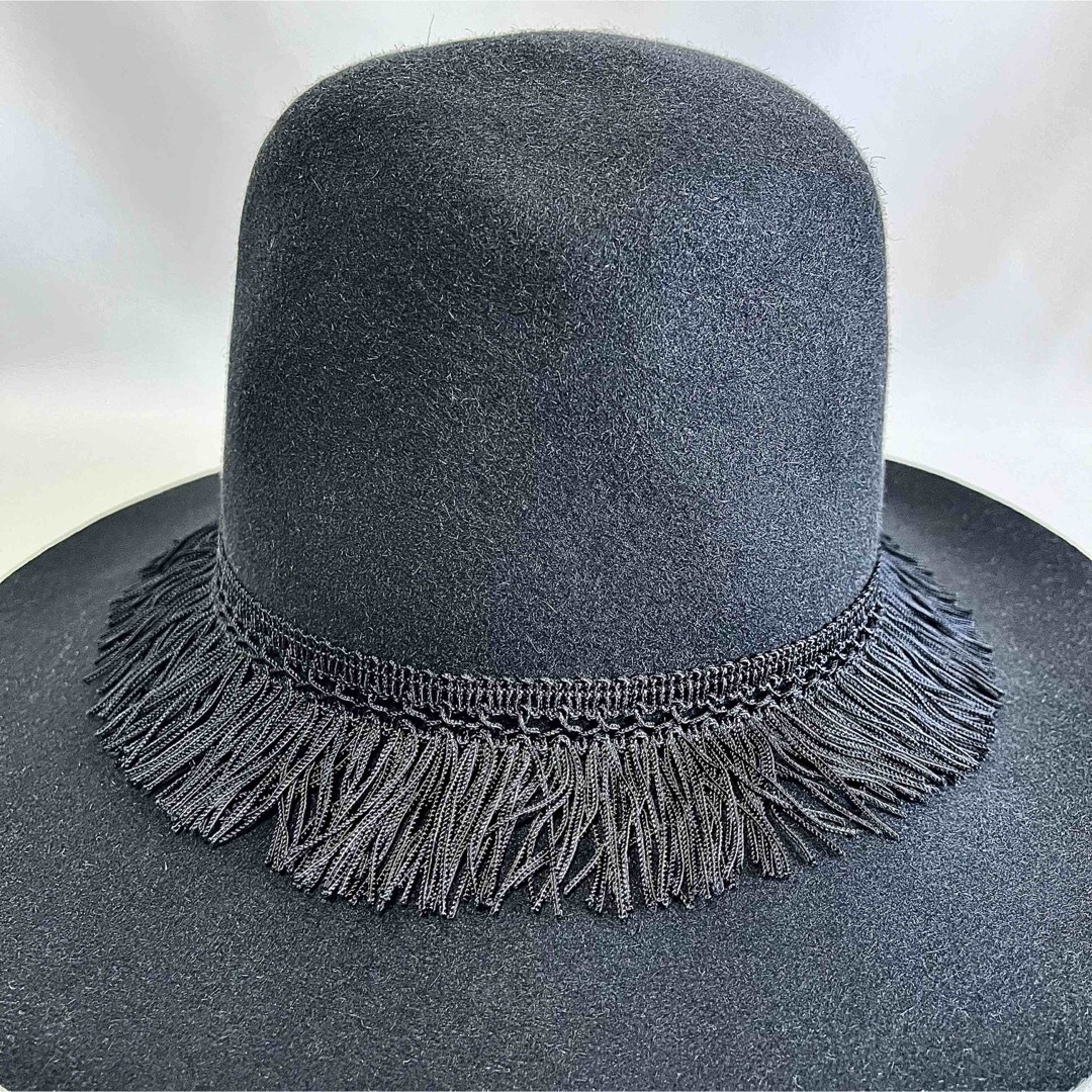 新品】KIJIMA TAKAYUKI日本製フリンジラビットファーフェルトハット 新品】KIJIMA TAKAYUKI日本製フリンジラビットファーフェルトハット