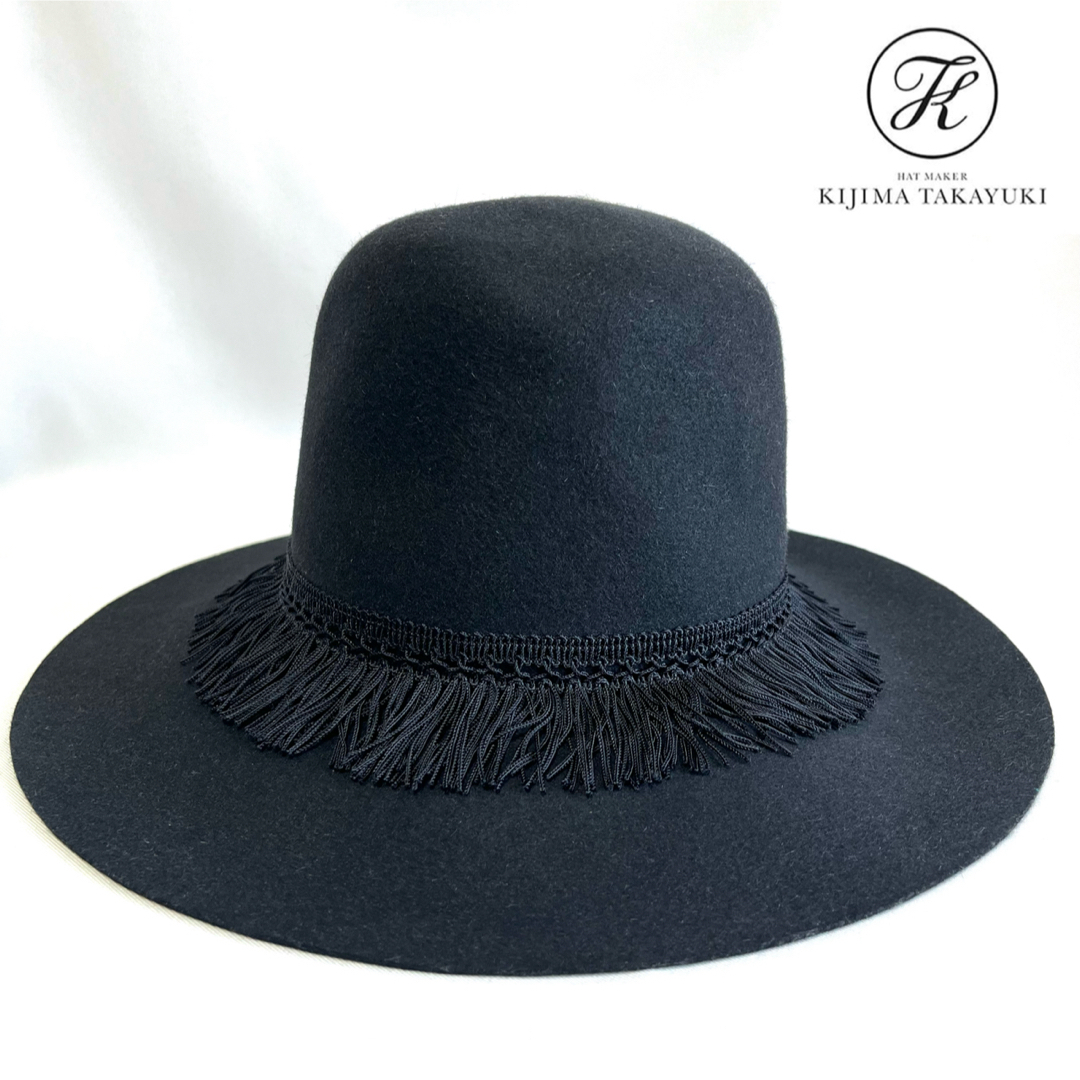 新品】KIJIMA TAKAYUKI日本製フリンジラビットファーフェルトハット 新品】KIJIMA TAKAYUKI日本製フリンジラビットファーフェルトハット