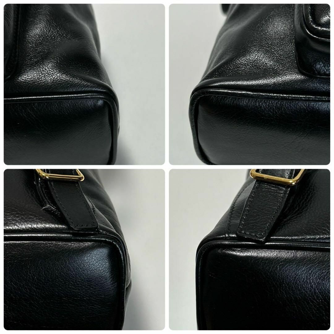 f97【極美品】グッチ バンブー オールレザー ブラック 巾着 f97【極美品】グッチ バンブー オールレザー ブラック 巾着