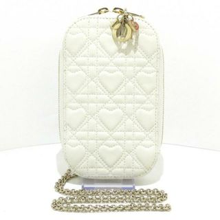 クリスチャンディオール(Christian Dior)のDIOR/ChristianDior(ディオール/クリスチャンディオール) 携帯電話ケース LADY DIOR フォンホルダー 白 スマートフォンケース/ハート ラムスキン(モバイルケース/カバー)