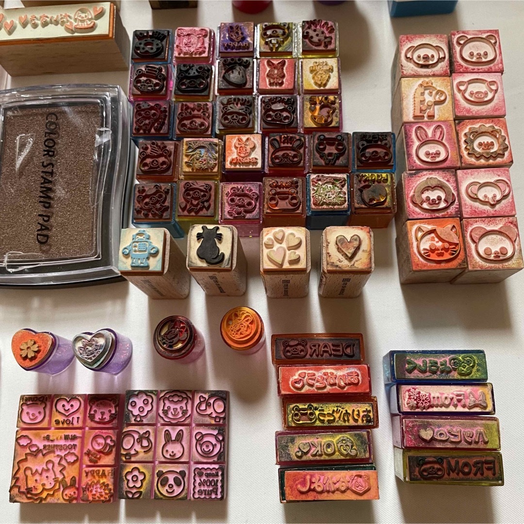 ハンコ　スタンプ　インク　セット　まとめ売り　スタンプパッド　はんこ インテリア/住まい/日用品の文房具(印鑑/スタンプ/朱肉)の商品写真