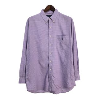 90年代 RALPH LAUREN ラルフローレン YARMOUTH ボタンダウン 長袖シャツ 大きいサイズ チェック (メンズ 17 1/2) 中古 古着 S6021(シャツ)