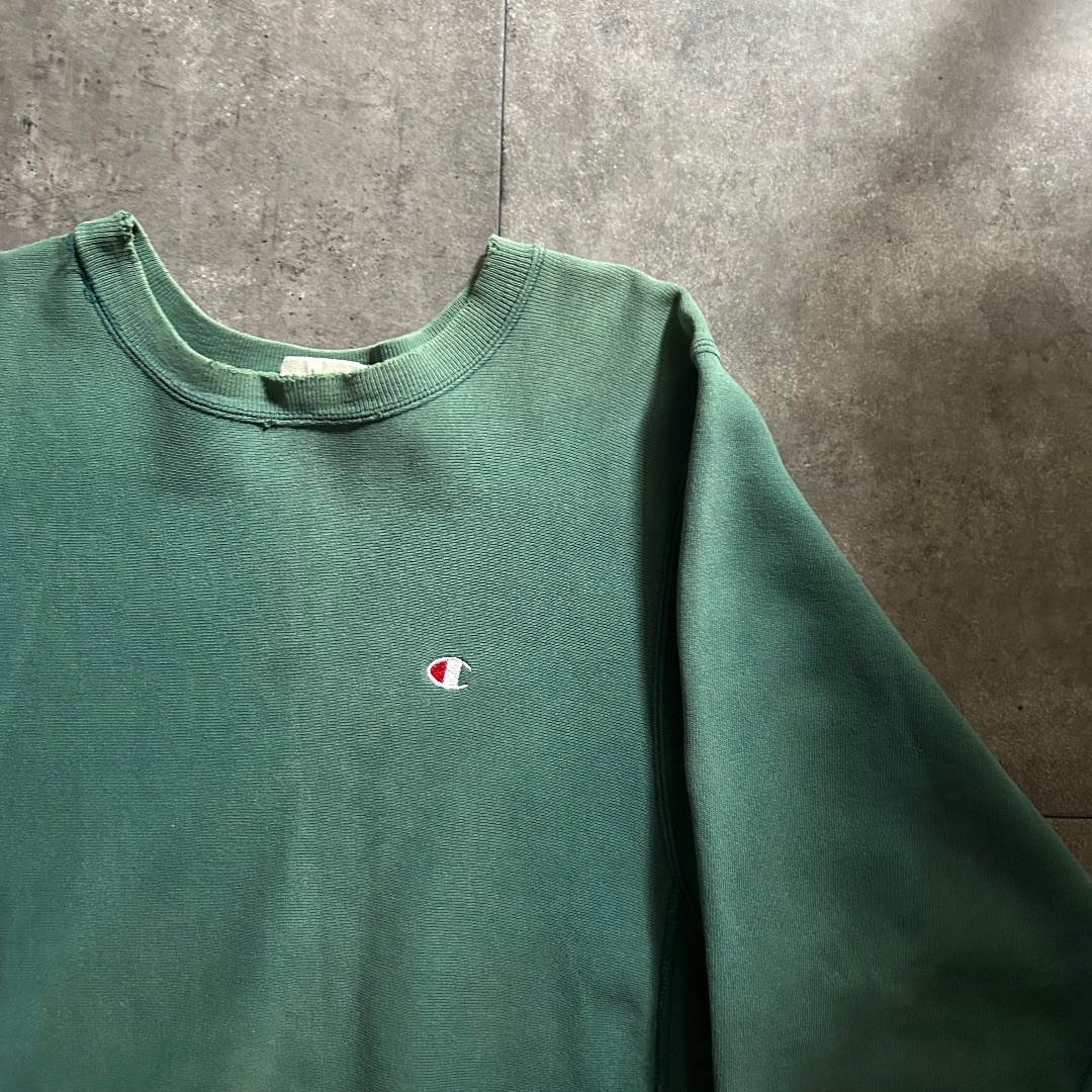 美品 80s 完全目無し L 緑 リバースウィーブ チャンピオン