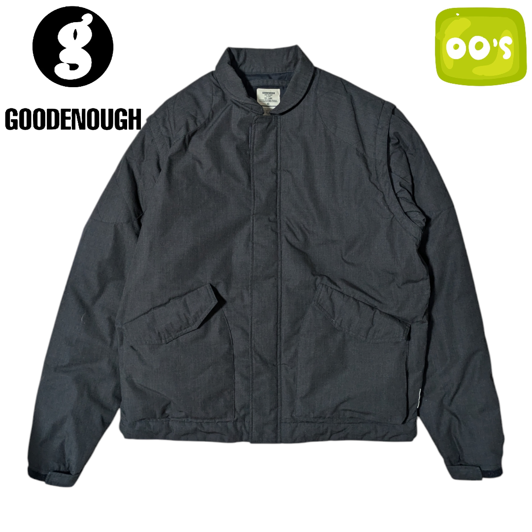 GOODENOUGH(グッドイナフ)の00s GOOD ENOUGH ブラック パテッド ジャケット ベスト メンズのジャケット/アウター(ダウンジャケット)の商品写真