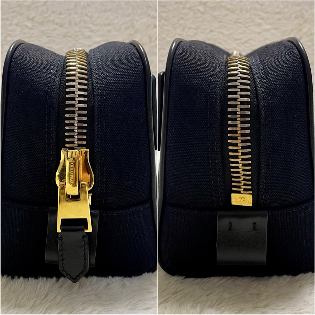 TOM FORD - TOM FORD トムフォード ロゴ キャンバス レザー TOM FORD - TOM FORD トムフォード ロゴ キャンバス レザー