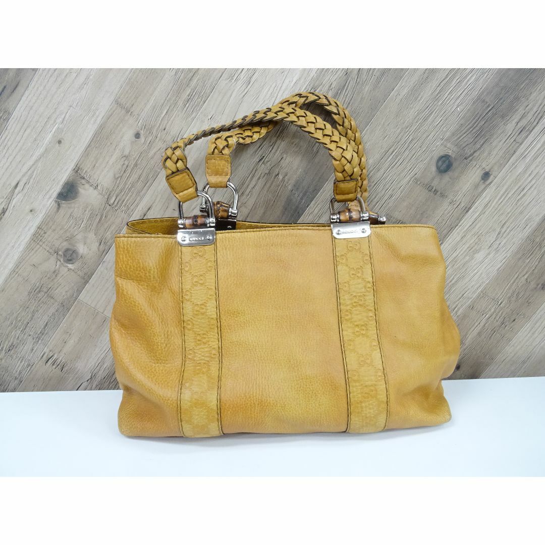 GUCCI - 藤119 / GUCCI グッチ GG柄 トートバッグ レザー バンブー