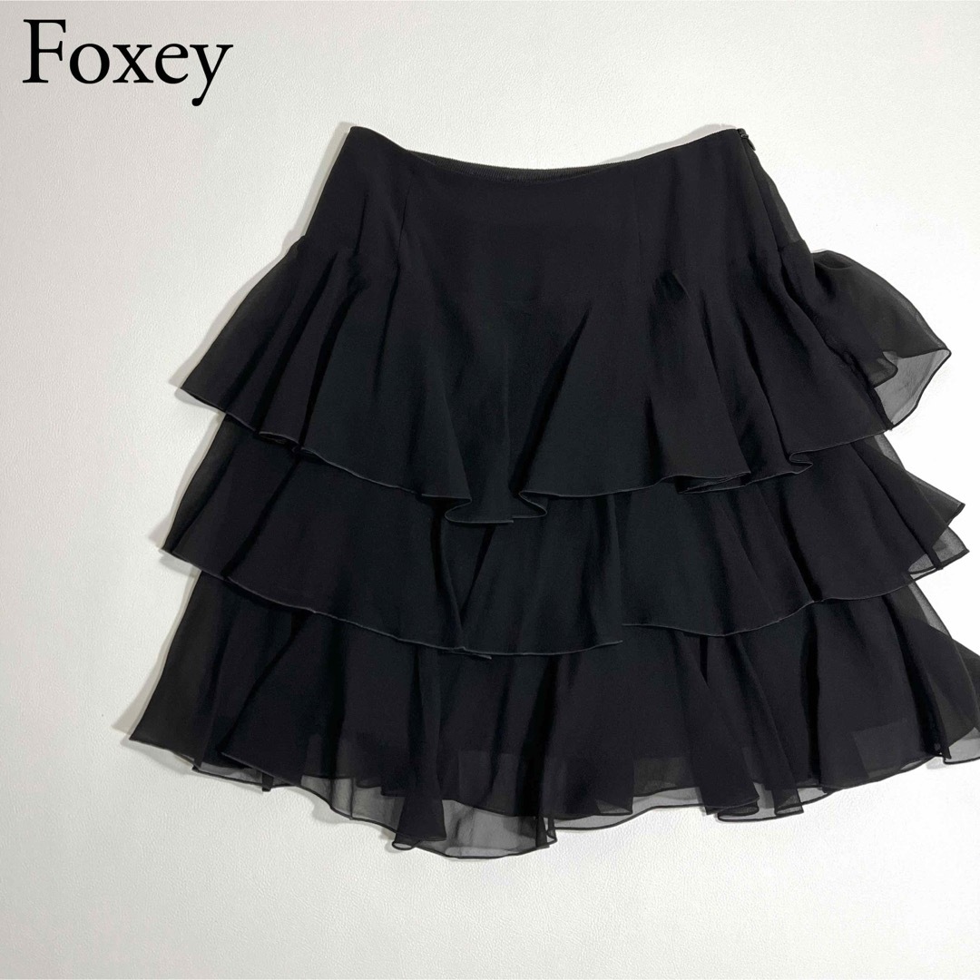 美品 Foxey フォクシー シルクスカート ティアードスカート 美品 Foxey フォクシー シルクスカート ティアードスカート