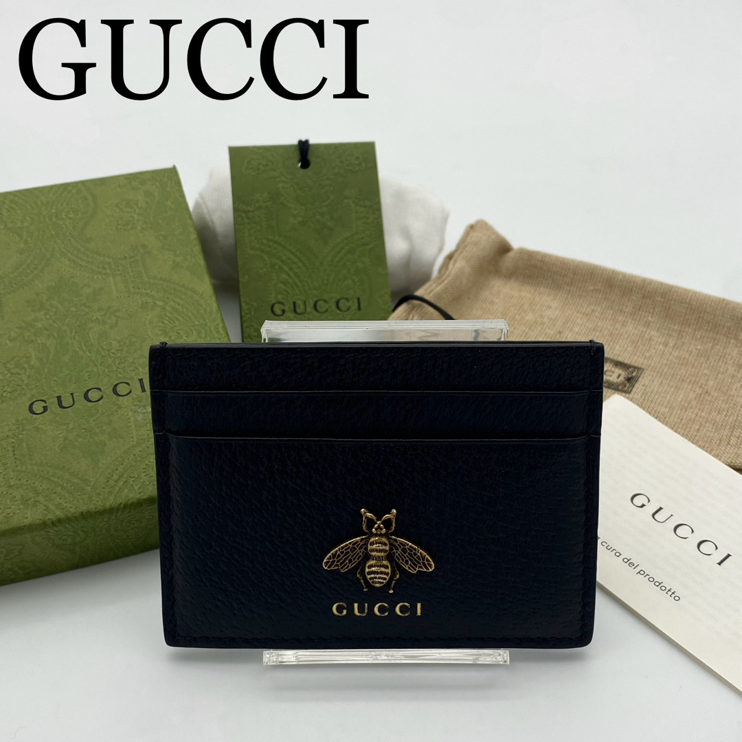 GUCCI カードケース アニマリエ ビー 蜂 ブラック レザー GUCCI カードケース アニマリエ ビー 蜂 ブラック レザー
