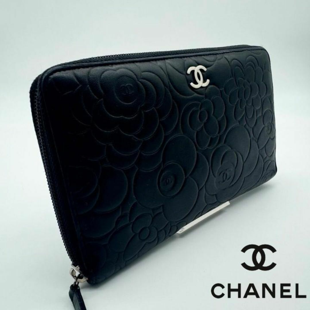 希少・美品】CHANEL シャネル ラウンドジップ カメリア 長財布 希少・美品】CHANEL シャネル ラウンドジップ カメリア 長財布