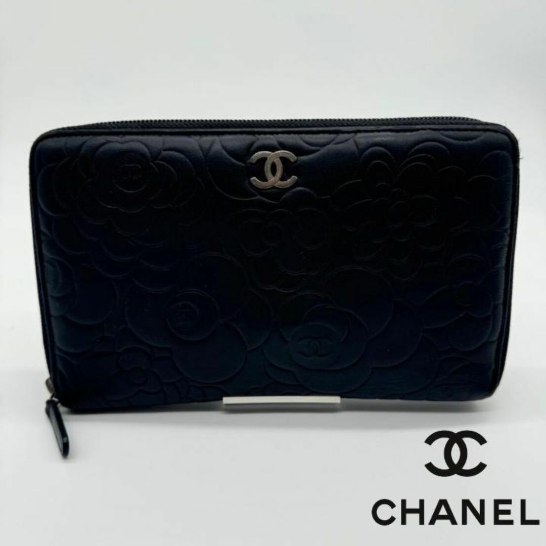 希少・美品】CHANEL シャネル ラウンドジップ カメリア 長財布 希少・美品】CHANEL シャネル ラウンドジップ カメリア 長財布