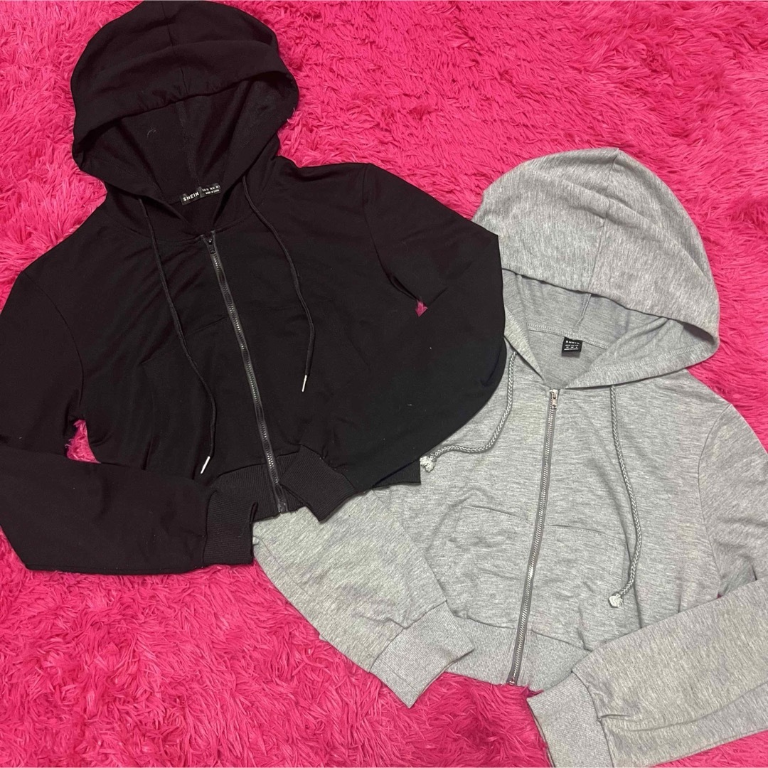 SHEIN(シーイン)の平成ギャル y2k ショート丈パーカー xs m レディースのトップス(パーカー)の商品写真