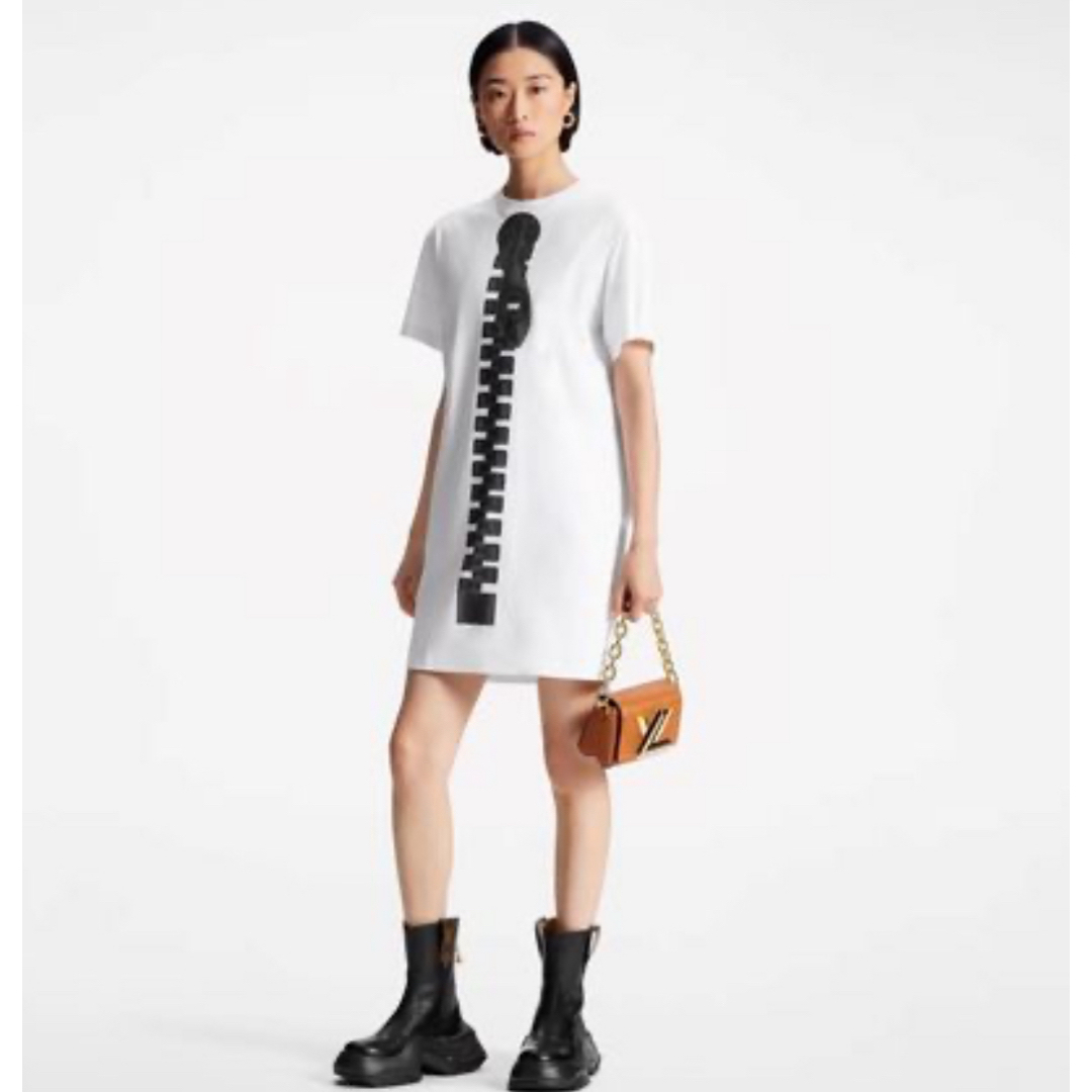 ひざ丈ワンピース LOUIS VUITTON - louisvuitton ZIPPER PRINT T-SHIRT DRESS