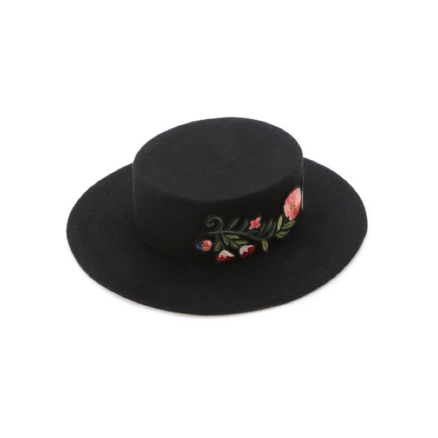 Lily Brown(リリーブラウン)のLily Brown フラワー刺繍フェルトカンカン帽 レディースの帽子(ハット)の商品写真