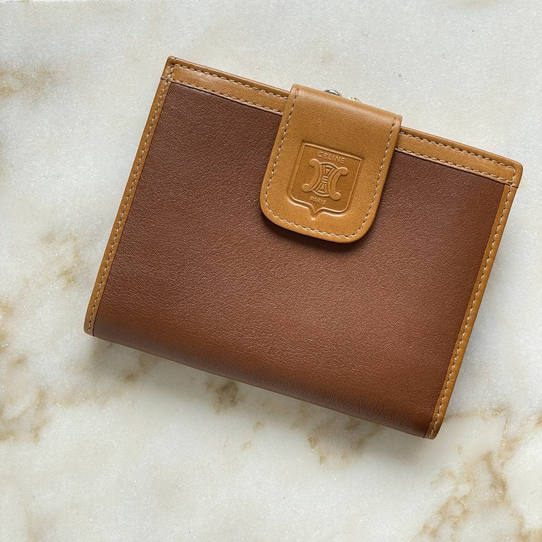 CELINE オールドセリーヌ トリオンフ がまぐち レザー折り財布 CELINE オールドセリーヌ トリオンフ がまぐち レザー折り財布