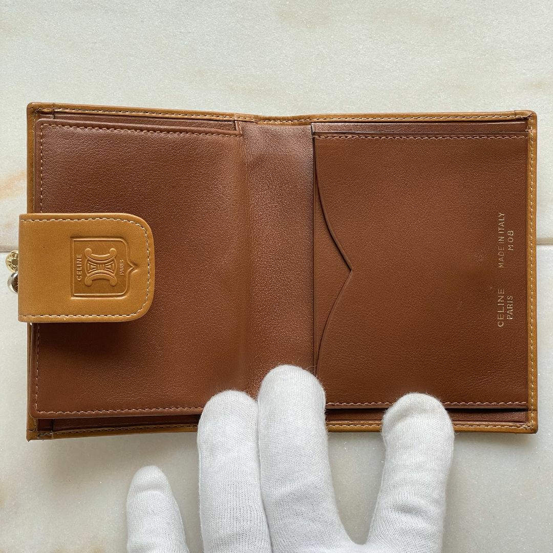 CELINE オールドセリーヌ トリオンフ がまぐち レザー折り財布 CELINE オールドセリーヌ トリオンフ がまぐち レザー折り財布