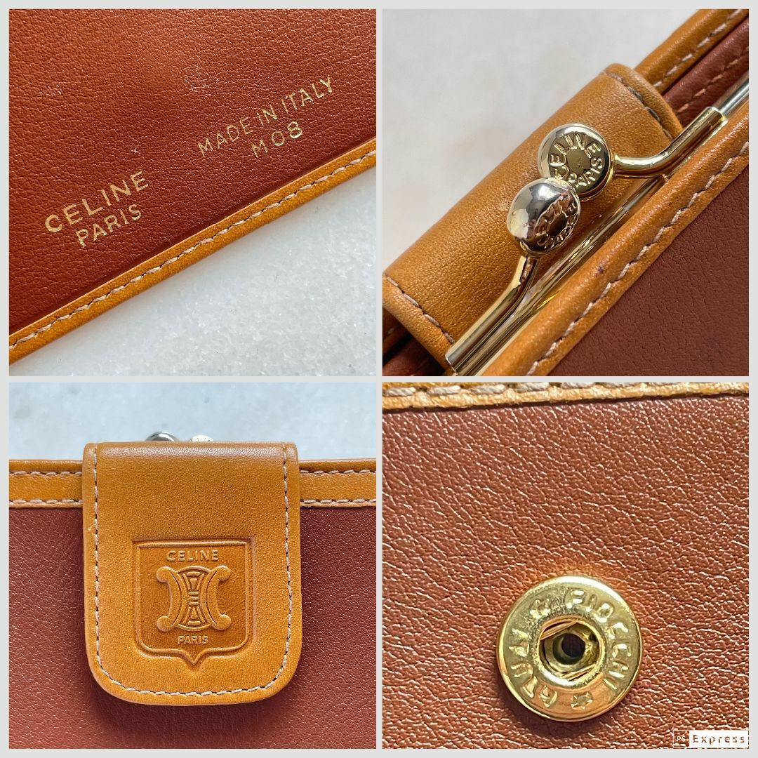 CELINE オールドセリーヌ トリオンフ がまぐち レザー折り財布 CELINE オールドセリーヌ トリオンフ がまぐち レザー折り財布