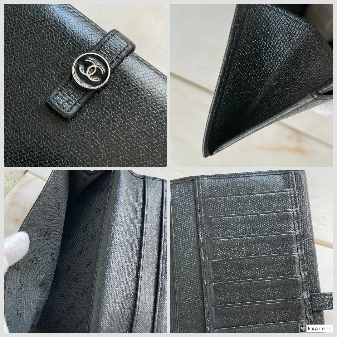 CHANEL シャネル カーフスキン レザー 長財布 ココボタン CHANEL シャネル カーフスキン レザー 長財布 ココボタン