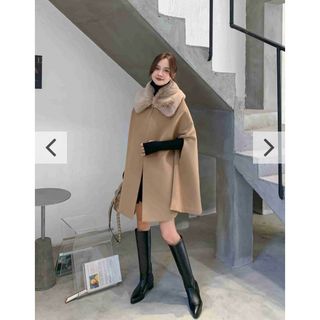 BIRTHDAY BASH - Fur Collar Mantle BLACK 襟ファーコート BIRTHDAY BASH - Fur Collar Mantle BLACK 襟ファーコート