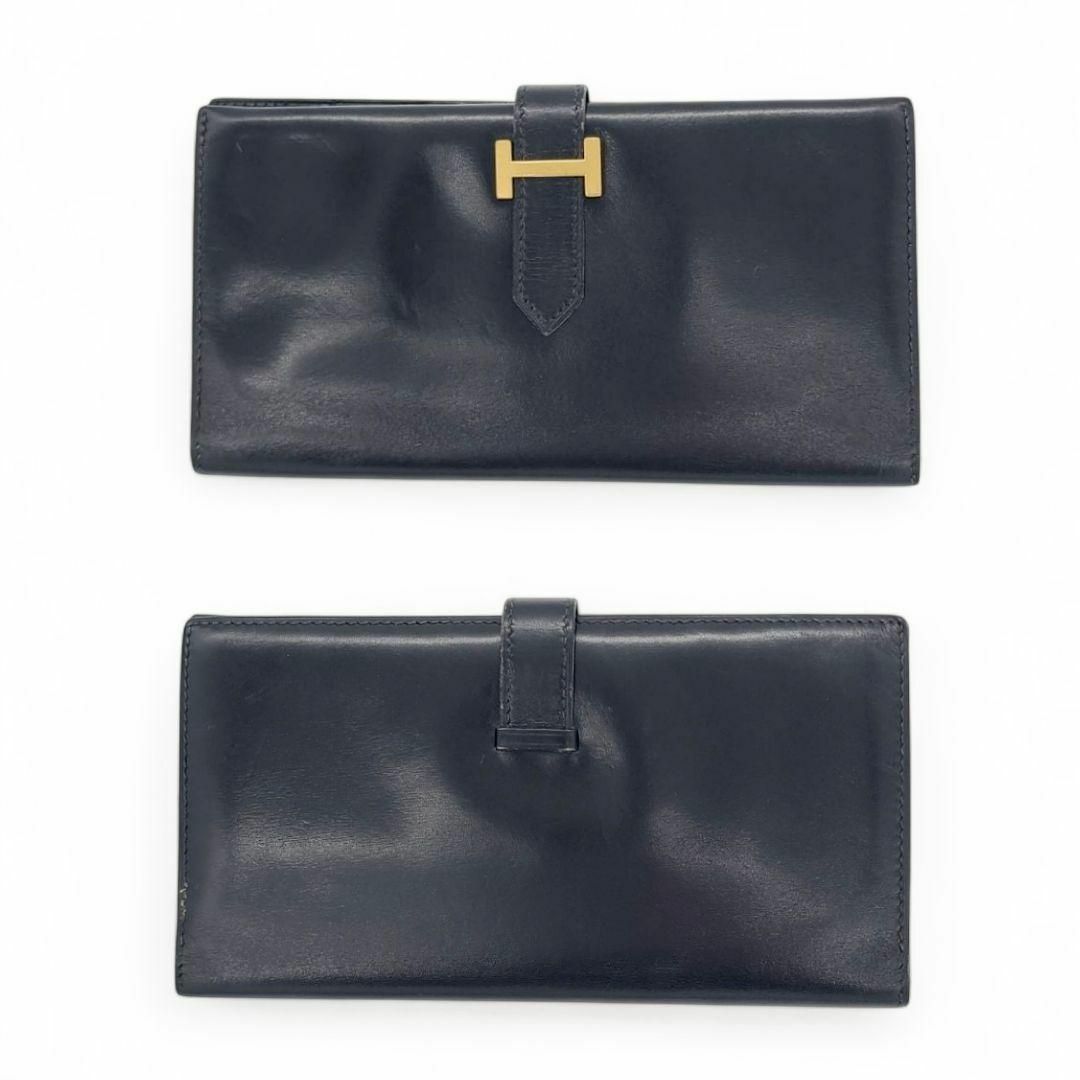 エルメス ベアン ボックスカーフ 長財布 □D S刻印 ブラックユニ エルメス ベアン ボックスカーフ 長財布 □D S刻印 ブラックユニ
