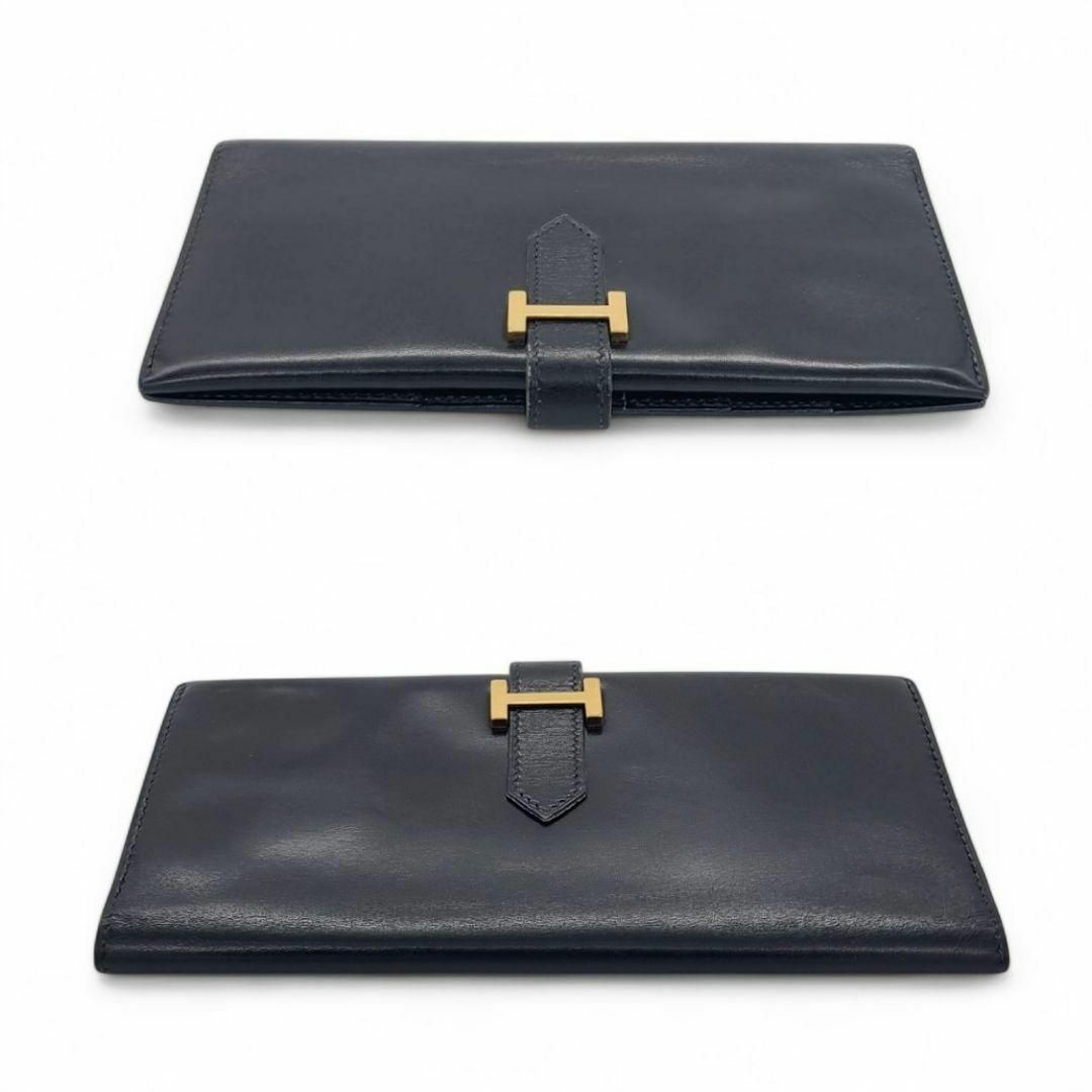 エルメス ベアン ボックスカーフ 長財布 □D S刻印 ブラックユニ エルメス ベアン ボックスカーフ 長財布 □D S刻印 ブラックユニ
