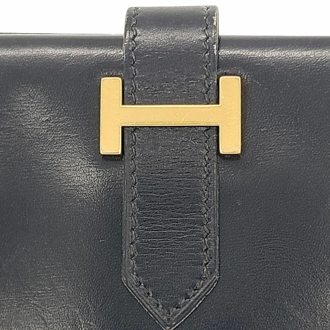 エルメス ベアン ボックスカーフ 長財布 □D S刻印 ブラックユニ エルメス ベアン ボックスカーフ 長財布 □D S刻印 ブラックユニ