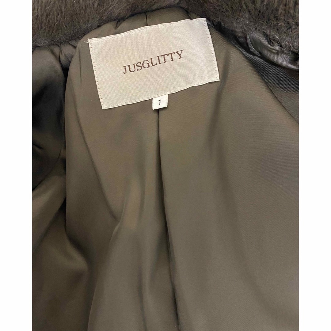 JUSGLITTY フェイクファーショートコート 1 ブラウン JUSGLITTY フェイクファーショートコート 1 ブラウン