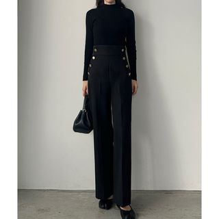 Louere ハイウエストマリンパンツ ブラック M(カジュアルパンツ)