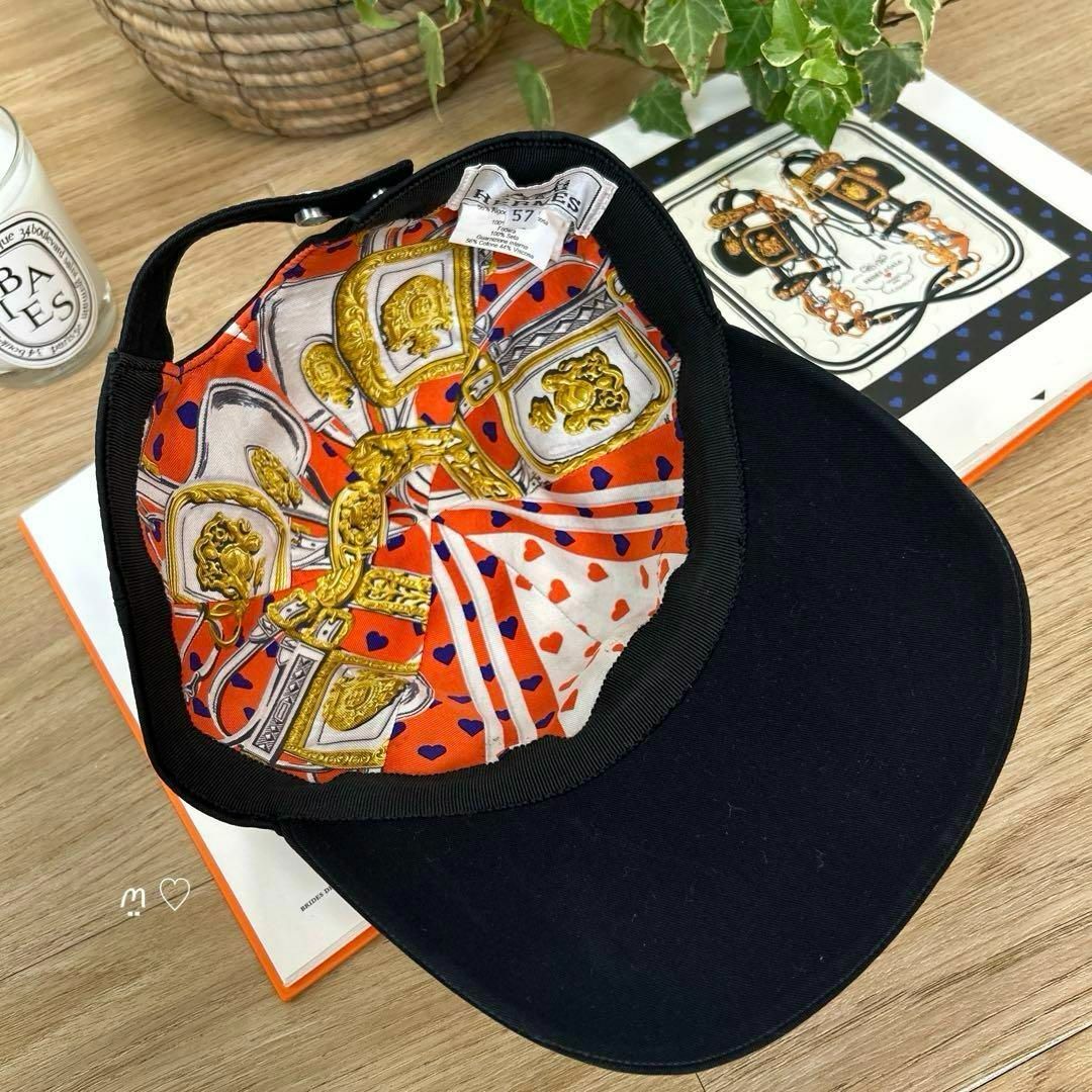 HERMES エルメス ハートビーズ セリエボタンキャップ 帽子 57 HERMES エルメス ハートビーズ セリエボタンキャップ 帽子 57