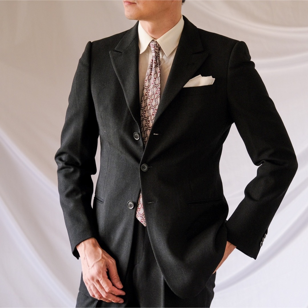 ARMANI シングルスーツ セットアップ ブラック (サイズ48 ARMANI シングルスーツ セットアップ ブラック (サイズ48