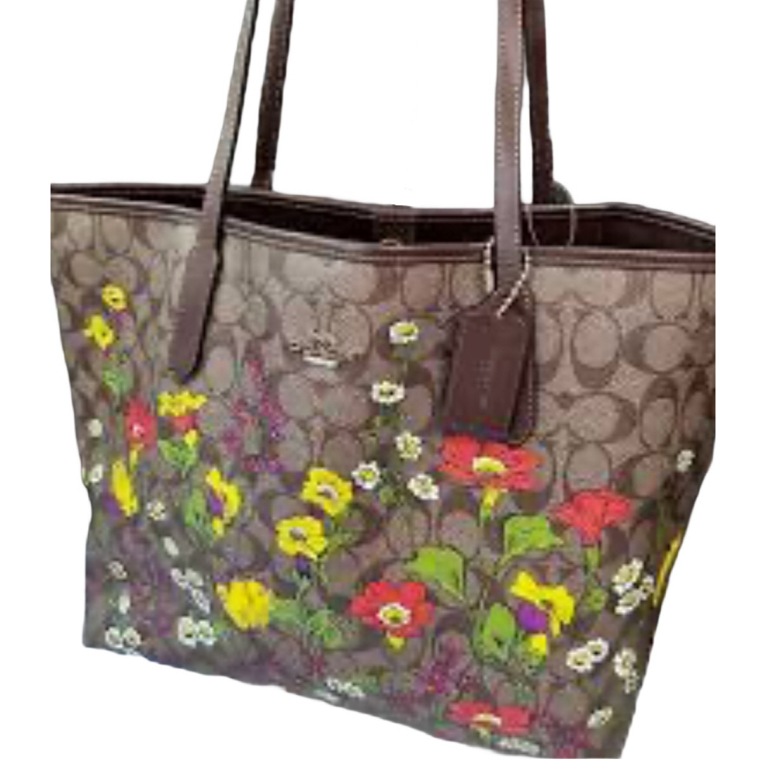 コーチCOACH シグネチャーに自然の花のシティ トート A4OK コーチCOACH シグネチャーに自然の花のシティ トート A4OK