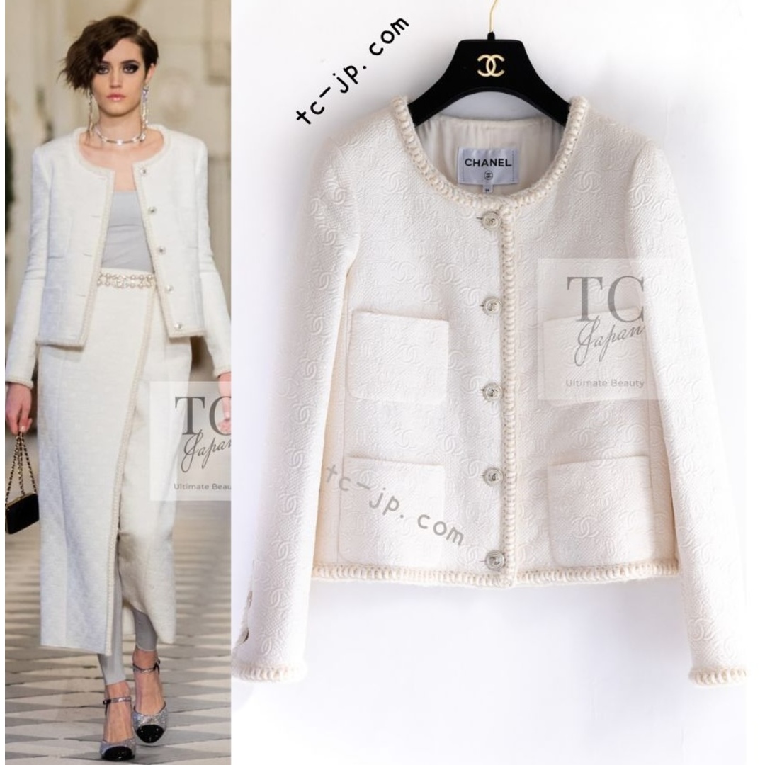 CHANEL - シャネル ジャケット CHANEL ホワイト アイボリー 白 CHANEL - シャネル ジャケット CHANEL ホワイト アイボリー 白