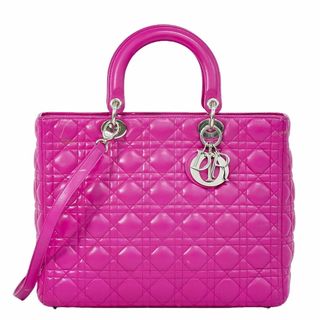 クリスチャンディオール(Christian Dior)の本物 クリスチャン ディオール Christian Dior レディディオール カナージュ 2WAY ショルダーバッグ ハンドバッグ レザー ピンク バッグ 中古(ショルダーバッグ)