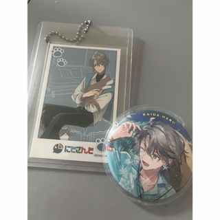 ニジサンジ(にじさんじ)の甲斐田晴 アニメイトカフェ缶バッチ まねきねこ特典ステッカー(キャラクターグッズ)