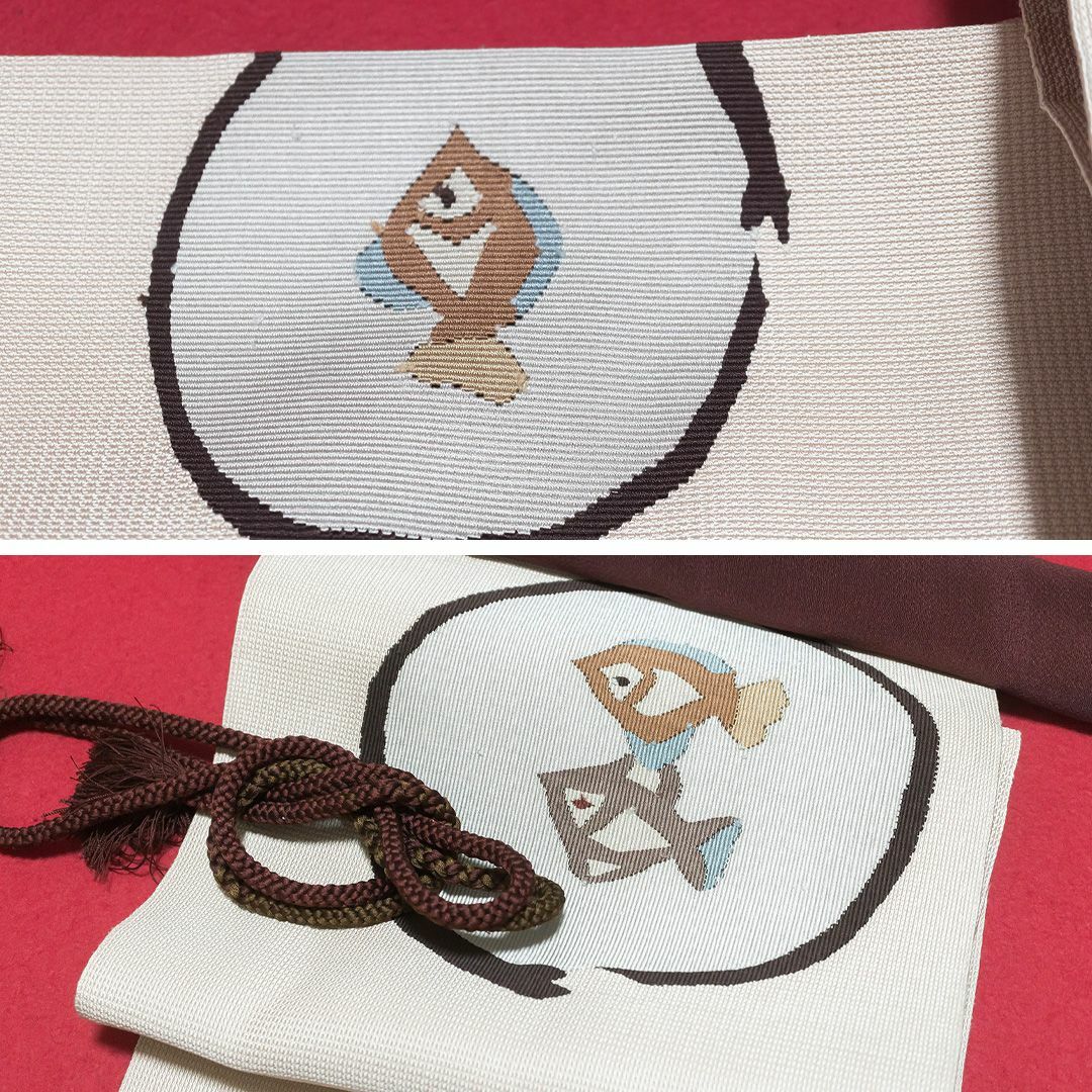 花柄刺繍の名古屋つづれ帯 四角く 花柄刺繍の名古屋つづれ帯 四角く