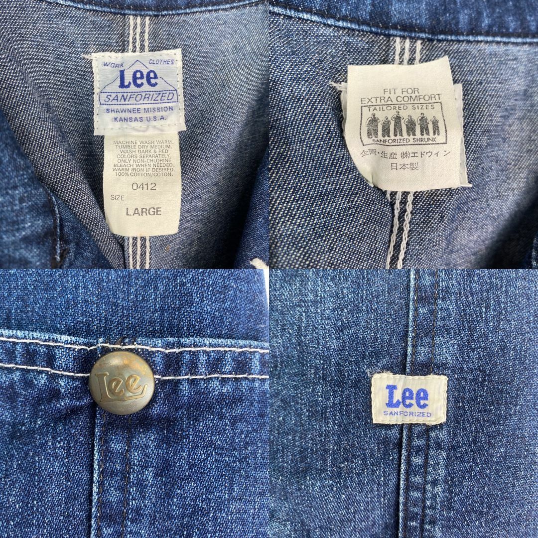 LEE カバーオール 91-J 復刻 90s 0412 ハウスタグ 濃紺 L LEE カバーオール 91-J 復刻 90s 0412 ハウスタグ 濃紺 L