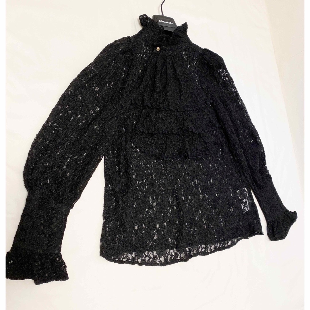 希少☆22AW美品☆2.8万☆@ellecy ボウタイレースフリルブラウス 希少☆22AW美品☆2.8万☆@ellecy ボウタイレースフリルブラウス