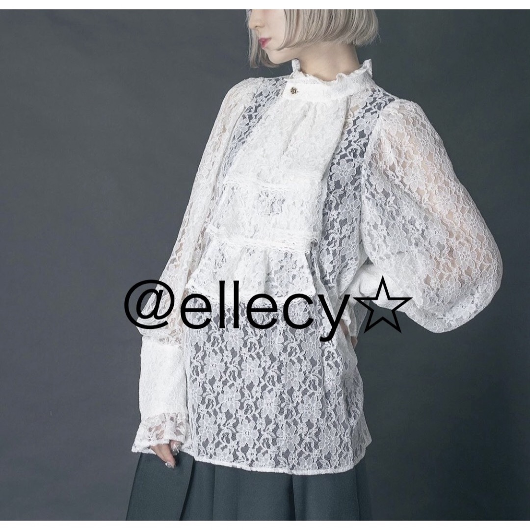 希少☆22AW美品☆2.8万☆@ellecy ボウタイレースフリルブラウス 希少☆22AW美品☆2.8万☆@ellecy ボウタイレースフリルブラウス