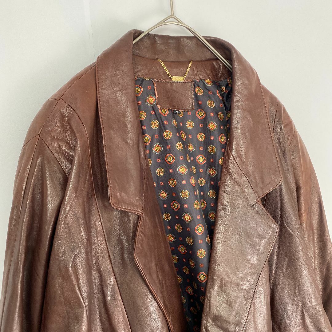 VINTAGE - ヴィンテージ レザージャケット 羊革 裏地総柄 男女 VINTAGE - ヴィンテージ レザージャケット 羊革 裏地総柄 男女