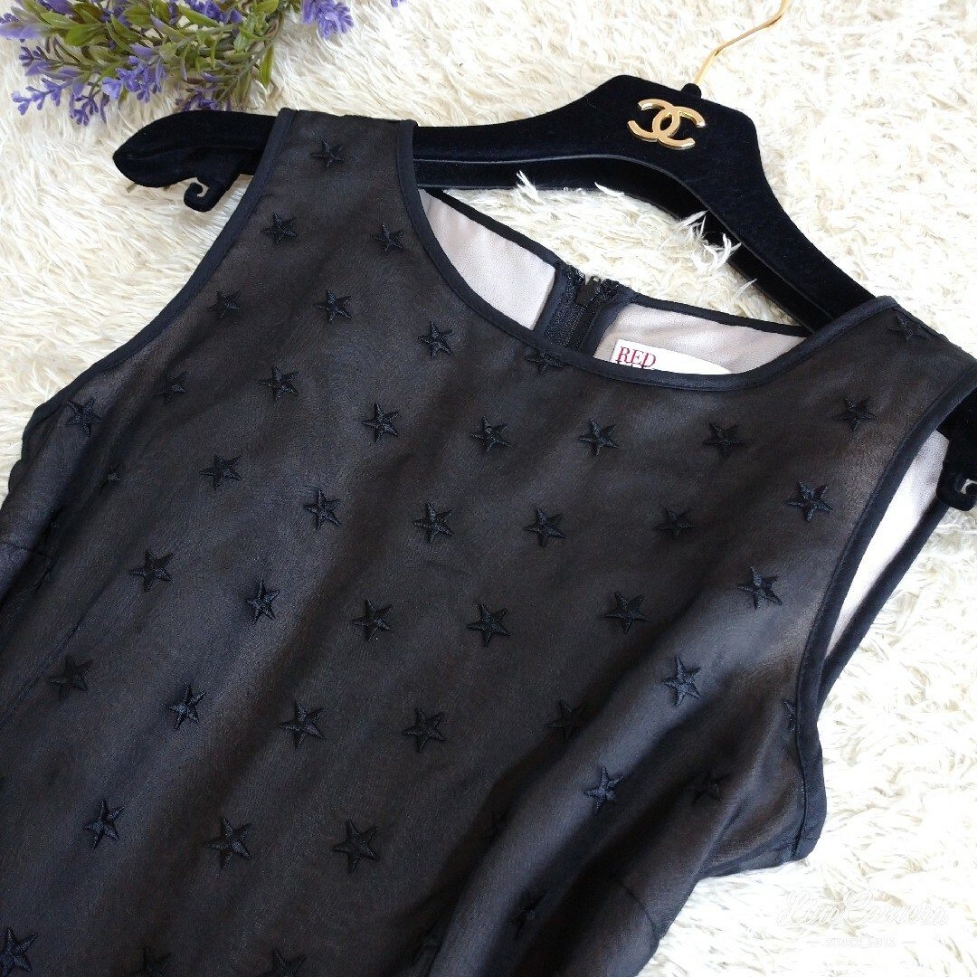 RED VALENTINO ワンピース ドレス 星柄刺繍 シルク100% 38 ひざ RED VALENTINO ワンピース ドレス 星柄刺繍 シルク100% 38 ひざ