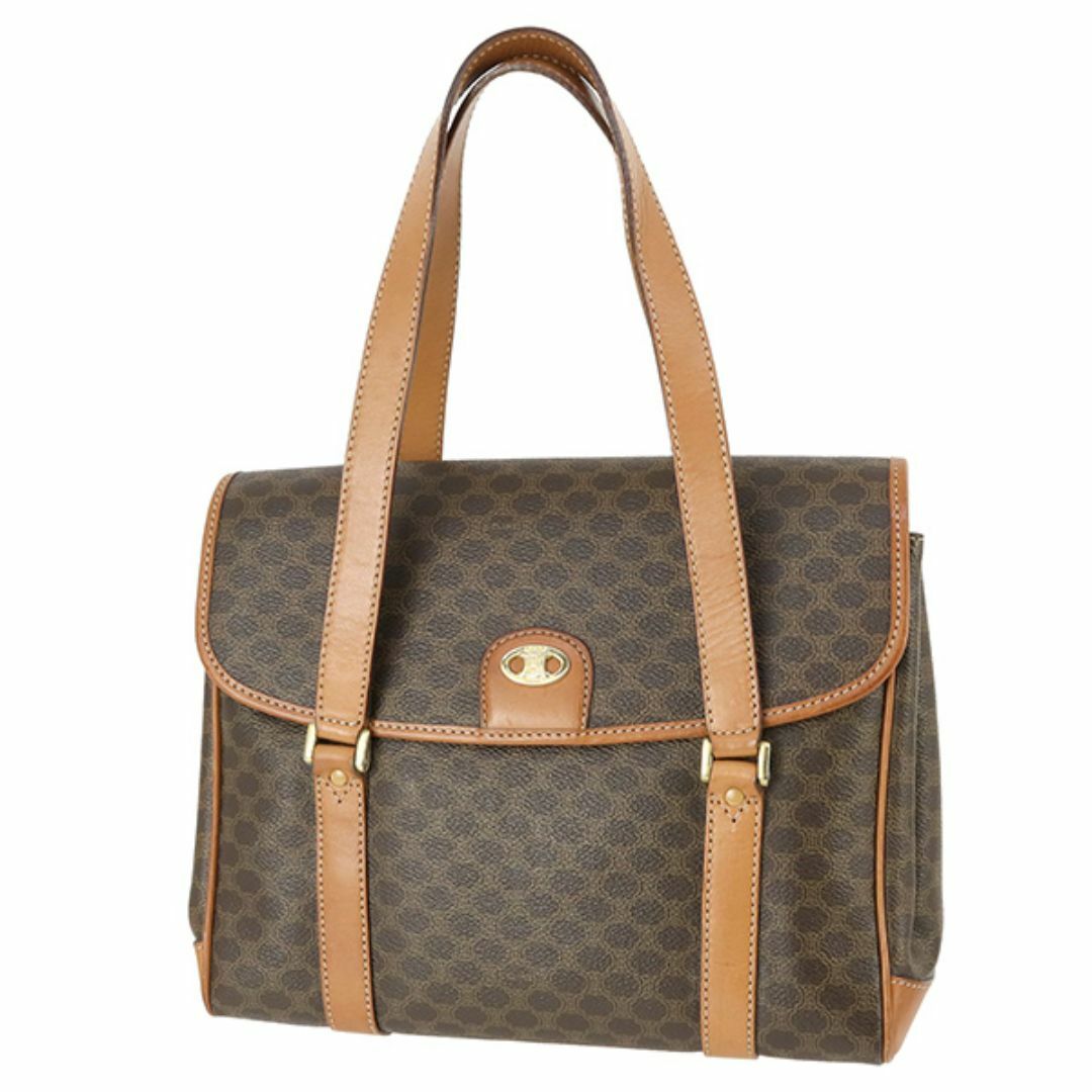 CELINE - セリーヌ ハンドバッグ マカダム PVCキャンバス レザー ブラウン 茶 レディース 美品 h-g924