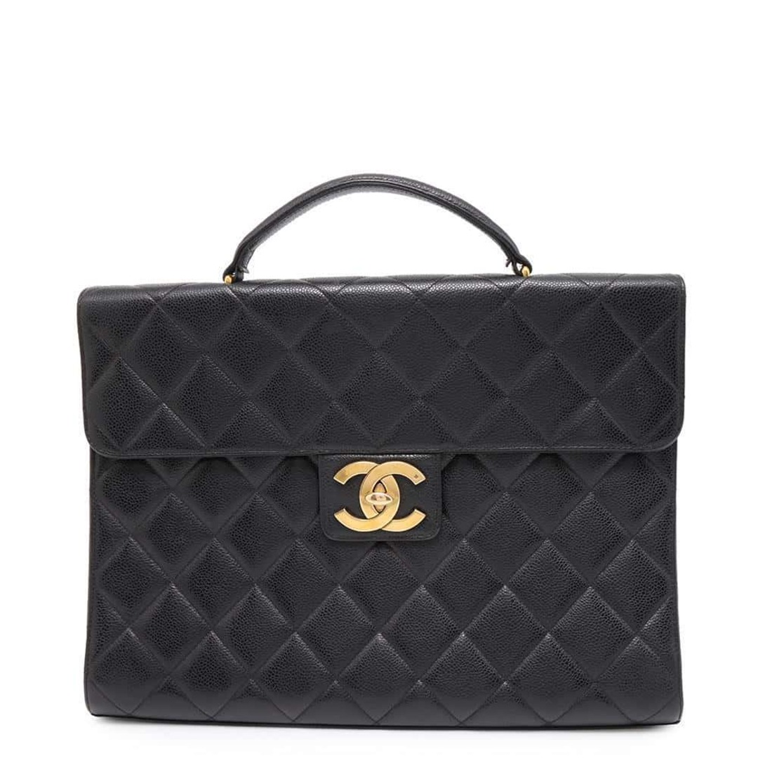CHANEL - シャネル ビジネスバッグ マトラッセ ココマーク キャビアスキン CHANEL バッグ ハンドバッグ ブリーフケース 黒