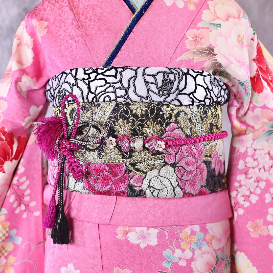 振袖フルセット 振袖セット 振袖 M~Lサイズ ピンク×藤 美品 振袖フルセット 振袖セット 振袖 M~Lサイズ ピンク×藤 美品