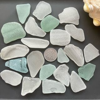 シーグラス ガラス 白 水色 エメラルド(ガラス)