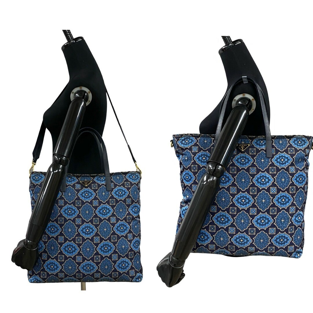 PRADA - 極 美品 希少品 PRADA プラダ 三角ロゴ 金具 花柄 PRADA - 極 美品 希少品 PRADA プラダ 三角ロゴ 金具 花柄