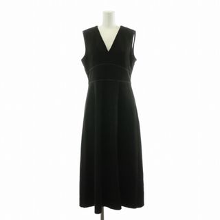 ザラ(ZARA)のザラ  ノースリーブワンピース ロング Vネック ステッチデザイン M 黒(ロングワンピース/マキシワンピース)
