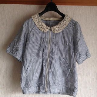 ストライプレースブルゾン(ブルゾン)