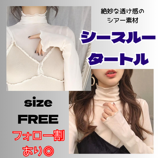 【フォロー割あり】2枚セット シースルー タートル シアー メッシュ ハイネック(カットソー(長袖/七分))
