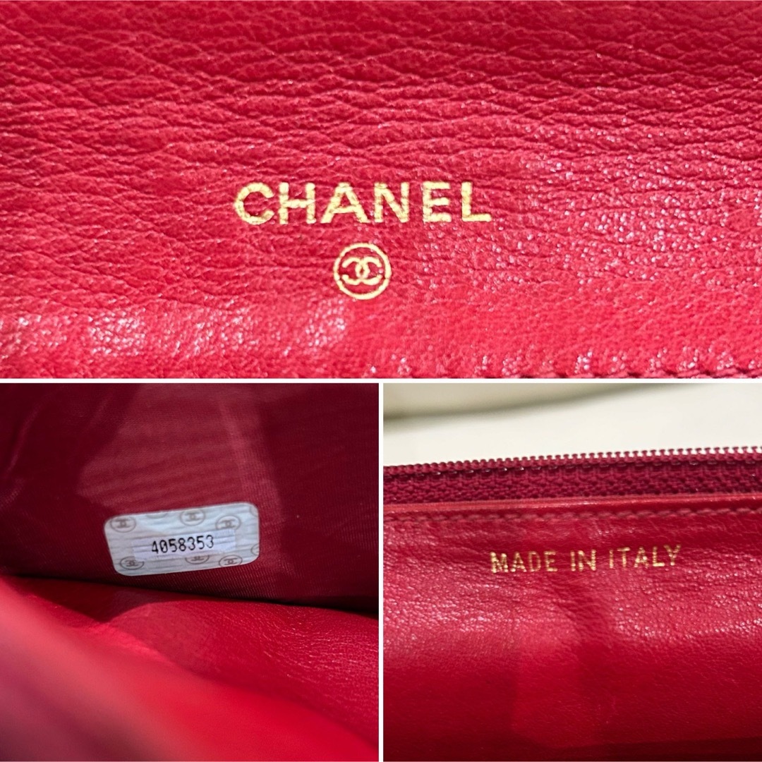 CHANEL 希少 美品 キャビアスキン 赤 レッド 財布 大きめ CHANEL 希少 美品 キャビアスキン 赤 レッド 財布 大きめ