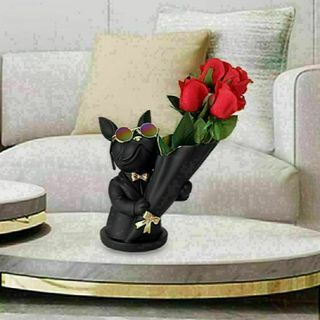 【在庫一掃セール】フレンチブルドッグ 置物 フレブル インテリア 造花(花瓶)